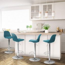 Lot de 4 tabourets de bar KARL design bleu canard - Bleu