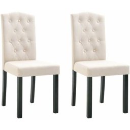 Chaises à manger lot de 2 crème tissu Vidaxl Crème