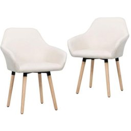 Chaises à manger lot de 2 crème tissu Vidaxl Crème