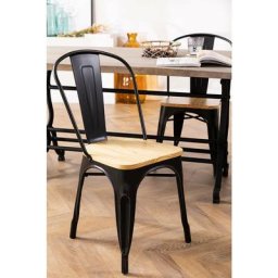 Chaise Empilable en Bois lix Vintage Sklum Noir - Noir Bois Naturel