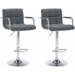 Lot de 2 tabourets de bar gris avec accoudoirs MIKE - Gris