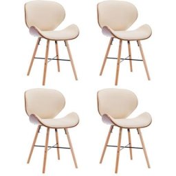 Chaises à manger lot de 4 crème similicuir et bois courbé Vidaxl crème et marron foncé