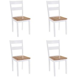 Chaises à manger lot de 4 blanc bois d'hévéa massif Vidaxl n/a