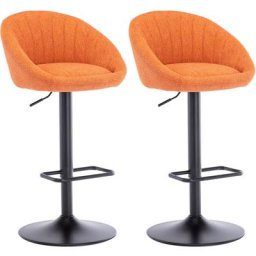 Chaise de bar Lot de 2 Tabouret de Bar en Tissu Chaise Haute Cuisine Réglable pour Bar, Orange
