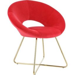 Fauteuil Rembourré Circulaire en Velours et Jambes Dorèes en Fer, Petit Fauteuil de Bureau, de