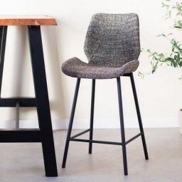 Dimehouse - Beau Tabouret De Bar Industriel Chenille Anthracite - Anthracite