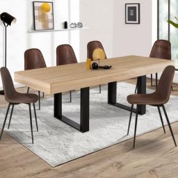 Table à manger extensible phoenix 6-10 personnes bois et noir 160-200 cm - Bois-clair
