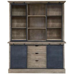Vaisselier en bois de manguier brossé et métal gris Helsinki - Marron