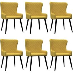 Chaises à manger lot de 6 jaune velours Vidaxl Jaune