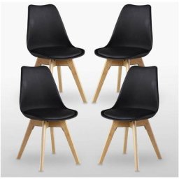 Lot de 1/2/4 Lorenzo Retro Dining Chair - Rembourrage en similicuir, corps en plastique et pieds en
