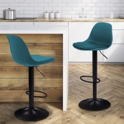Idmarket - Lot de 2 tabourets de bar karl design bleu canard pied noir - Bleu