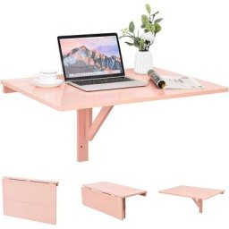 Costway - Table Murale Rabattable - Plataux Pliable 80×60 cm (l x l)-Meuble pour Etudiants,
