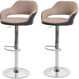 Lot de 2 tabourets de bar chaises de comptoir en synthétique taupe et noir - taupe