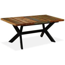 Table de salle à manger Bois massif recyclé Acier 180 cm Vidaxl Multicolour