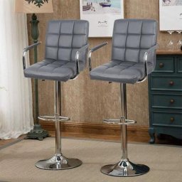Wyctin - Hofuton Lot de 2 Tabourets de bar haut chaise de bar pu chrome hauteur réglable grande