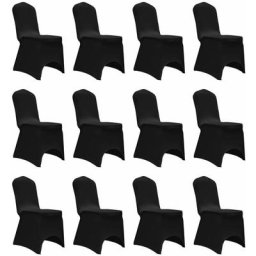 Housses élastiques de chaise Noir 12 pcs Vidaxl Noir