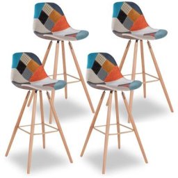 Idmarket - Lot de 4 tabourets de bar sara motifs patchworks multi-couleurs - Multicolor
