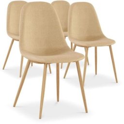 Lot de 4 chaises scandinaves Gao Tissu Beige - Beige