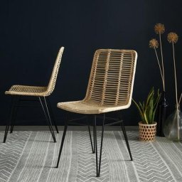 Chaise en rotin et métal (lot de 2) - Naturel