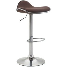 CLP - Tabouret de bar Shanghai tissu avec pied en métal marron Chrome