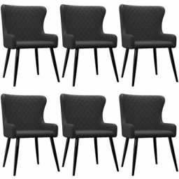 Chaises de salle à manger 6 pcs Noir Tissu Vidaxl Noir