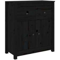 Buffet Noir 70x35x80 cm Bois massif de pin Vidaxl Noir