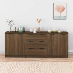 Lot de 3 Buffets Bahut | Meubles de rangement Commode Chêne marron Bois d'ingénierie 75818 - Brun