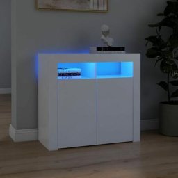 Buffet avec lumières led Bahut | Meuble de rangement Commode Blanc 80x35x75 cm 16796 - Blanc