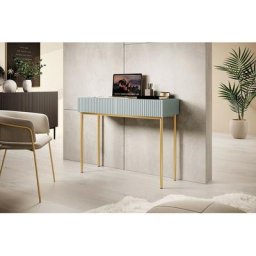 Consoles Bobochic Console 2 tiroirs kasha Pieds or Bleu clair - Bleu clair