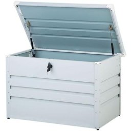 Coffre de Rangement Extérieur 100 x 62 cm 400 Litres en Acier Galvanisé Blanc Idéal pour les