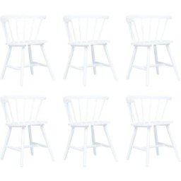 Chaises à manger lot de 6 blanc bois d'hévéa massif Vidaxl Blanc