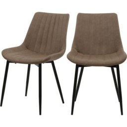 Chaise en cuir synthétique et métal (lot de 2) - Killi - Taupe
