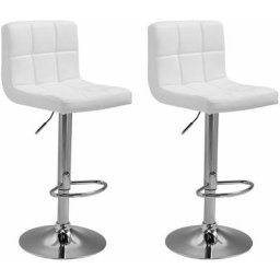 Lot de 2 tabourets de bar blanc mike - Blanc