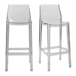Tabourets de bar design transparents intérieur - extérieur H75 cm (lot de 2) ylak - Transparent