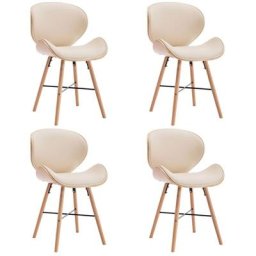 Chaises à manger lot de 4 crème similicuir et bois courbé Vidaxl crème et marron clair