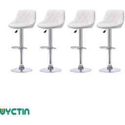 Tabouret de bar lot de 4,Tabouret,Siège bien rembourré,Hauteur réglable,Facile à nettoyer,Blanc