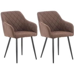 Lot de 2 chaises de salle à manger Shila avec Piètement en Métal noir marron Tissu
