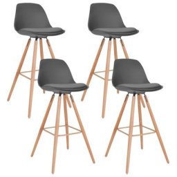 Lot de 4 tabourets de bar sara gris foncé - Gris