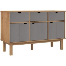 Buffet otta Marron et gris 114x43x73,5 cm Bois massif pin Vidaxl Marron et gris