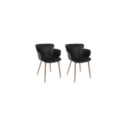 Lot de 2 fauteuils 60x54x82 cm noir et naturel - wela