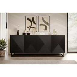 Buffet Bobochic Buffet 4 portes 200 cm alice pieds en métal Chêne et noir - Chêne et noir