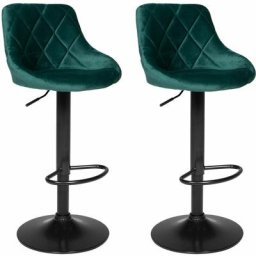 Happy Garden - Lot de 2 tabourets de bar en velours vert robin - Vert