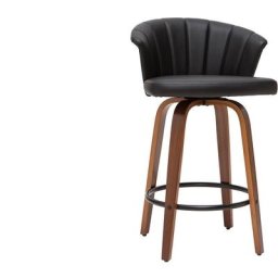 Tabouret de bar design pivotant noir et bois foncé H65cm albin - Noyer / noir