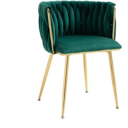 Chaise de salle à manger décontractée chaise accent en velours avec pieds en métal de fer 2pcs /