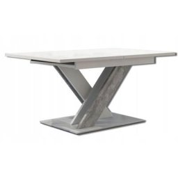 Table a manger extensible bruce - beton et blanc 140-180 cm