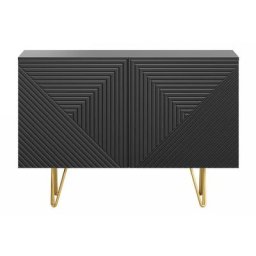 Buffet design gravé noir et métal doré 2 portes L107 cm ozen - Noir