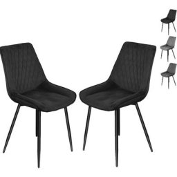 GUOYIHUA® 2 Chaises de Salle à Manger en Velours et Métal Chaises de Salon Chaises de Cuisine Noir