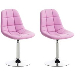 Lot de 2 chaises lounge pivotantes Emil en similicuir avec pied en métal rose