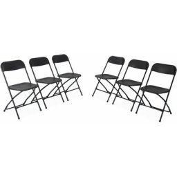 Alice's Garden - Chaises de réception pliantes – Fiesta – 6 chaises d'appoint en plastique gris