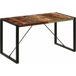 Table de salle à manger 140x70x75cm Bois de récupération massif Vidaxl Black